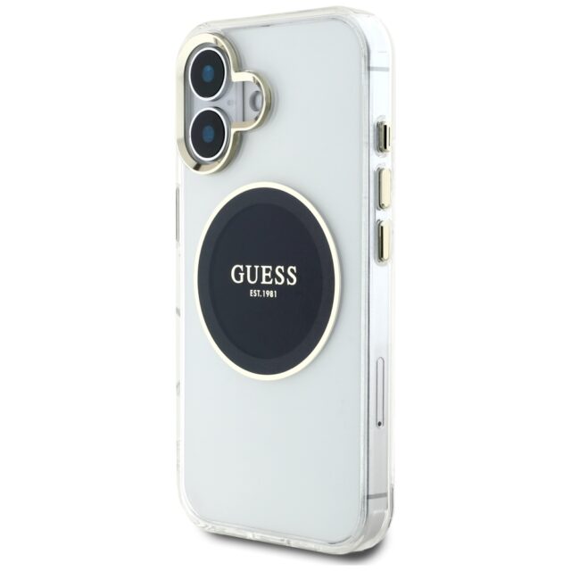 Case Guess IML Metal Colored Circle Classic Logo MagSafe for iPhone 16 black - imagine 2