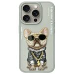 Nimmy case iPhone 15 Pro 6.1" gray Glasses Cool Dog