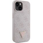 Guess GUHCP15SP4TDPP iPhone 15 / 14 / 13 6.1" pink hardcase Leather 4G Triangle Strass - imagine 4