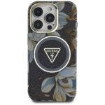 Case Guess Glitter Flowers Triangle Buttons MagSafe for iPhone 16 Pro black - imagine 3