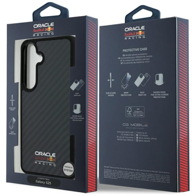 Red Bull Real Carbon Fiber Shiny Logo MagSafe Case for Samsung Galaxy S25 Black - imagine 8