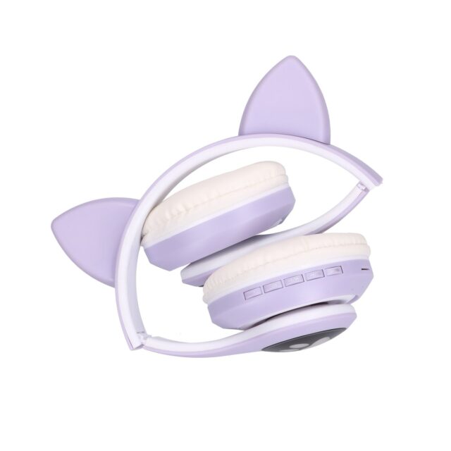 Extralink Kids Cat-Ear Wireless Headphones Purple | Wireless Headphones | Bluetooth 5.0, RGB Lighting - imagine 4