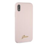 Guess GUHCPXLSLMGLP iPhone X/Xs light pink hard case Silicone Vintage Gold Logo - imagine 5