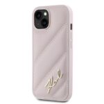 Karl Lagerfeld KLHCP14SPQDSMGP iPhone 14 / 15 / 13 6.1" pink hardcase Diagonal Quilted Script - imagine 2