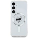 Case Karl Lagerfeld Button Choupette Head Printed Logo MagSafe Samsung Galaxy S25 white - imagine 3