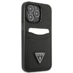Guess GUHCP13LPSATPK iPhone 13 Pro / 13 6,1" black hardcase SaffianoTriangle Logo Cardslot - imagine 4