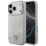 Case Guess Glitter Triangle Logo MagSafe for iPhone 17 Pro silver