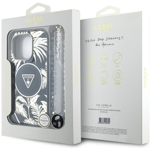 Case Guess Palm Trees Triangle Pearl Strap MagSafe for iPhone 16  Pro Max black - imagine 7