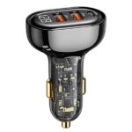 USAMS car charger 2xUSB+1xUSB-C 125W Fast Charge transparent black CC158CC01 (US-CC158)