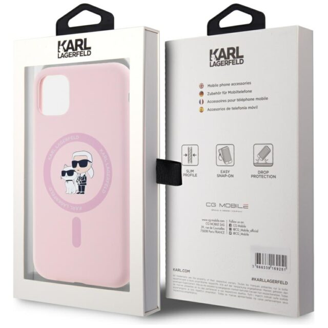 Case Karl Lagerfeld Silicone Karl&Choupette MagSafe for iPhone 11 pink - imagine 8