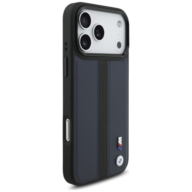 Case BMW M Perforated Stripe Logo MagSafe for iPhone 17 Pro Max navy blue - imagine 4