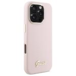 Guess GUHCP16XSMBSLP iPhone 16 Pro Max 6.9" pink hardcase Silicone Script Metal Logo & Frame - imagine 4