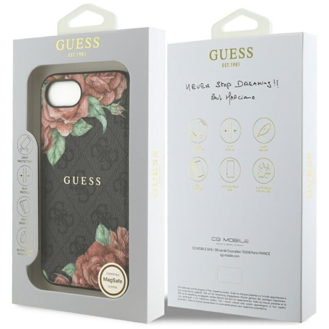 Case Guess 4G Flowers Print MagSafe for iPhone 16e black - imagine 8