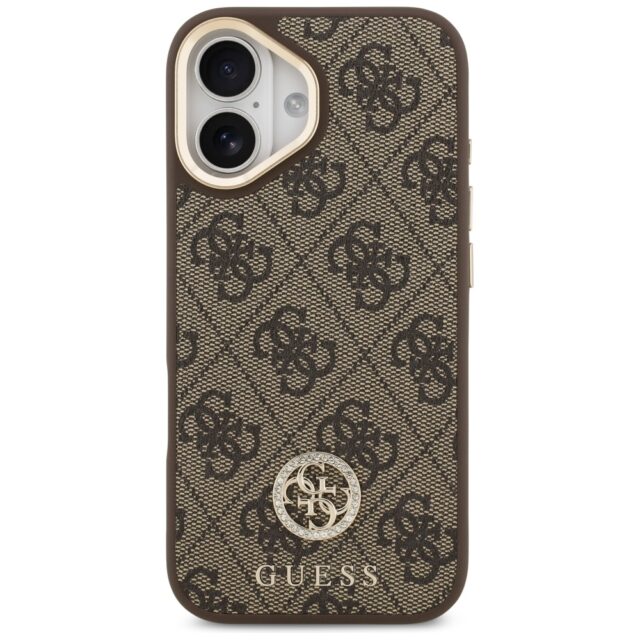 Case Guess 4G Strass Logo MagSafe for iPhone 17 brown - imagine 3