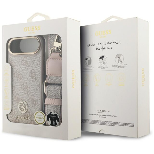 Case Guess 4G Strass Logo & Big Strap    Metal Buttons MagSafe for iPhone Air pink - imagine 9
