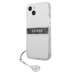 Guess GUHCP13SKB4GGR iPhone 13 mini 5,4" Transparent hardcase 4G Grey Strap Charm - imagine 2