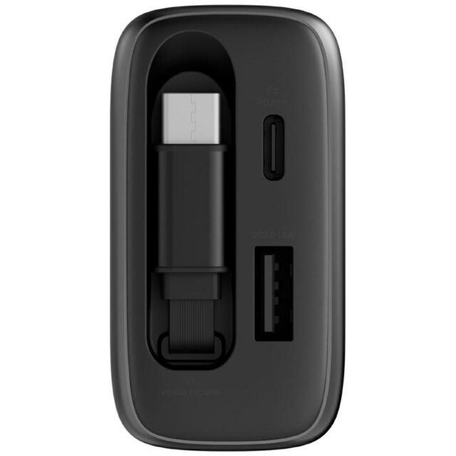 Wall charger Energea Ampcharge Arc 65 USB-A/USB-C + retractable USB-C cable PD/PPS/QC3.0 GaN gunmeta - imagine 3