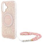Guess GUHMP16SHCPOFPP iPhone 16 6.1" pink hardcase IML Flower Electro With Pearl Strap MageS - imagine 5