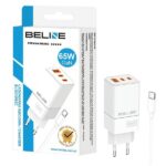 Beline Charger 2x USB-C + 1x USB 65W + USB-C cable white/white PD 3.0 + QC 3.0 BLN3CW65C GaN - imagine 2