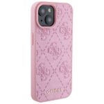 Guess GUHCP15SP4EPMP iPhone 15 / 14 / 13 6.1" pink hardcase Leather 4G Stamped - imagine 4