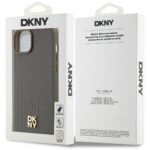 DKNY DKHMP15SPSHRPSW iPhone 15 / 14 / 13 6.1 inch brown hardcase Leather Pattern Metal Logo MagSafe - imagine 8