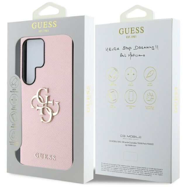 Case Guess Grained Big 4G Logo Small Classic Logo to Samsung Galaxy S25 Ultra pink - imagine 8