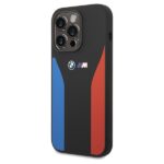 Case BMW BMHCP15X22SCSK iPhone 15 Pro Max 6.7" black Silicone Blue&Red Stripes M Collection - imagine 2