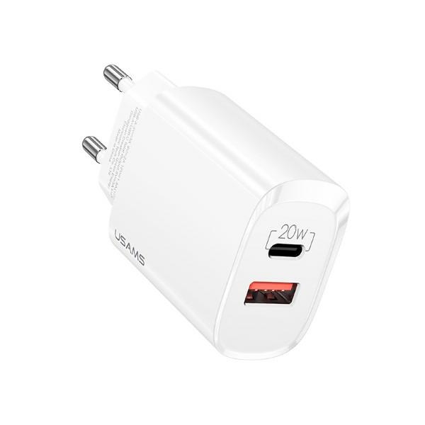 cps-84b5be68e3e8a6841eaa7d9ee4d126c0-2025-12-07-08-55-21 USAMS Ład. siec. 1xUSB-C+1xUSB T35 20W(only head) PD3.0 +QC3.0 Fast Charging biały/white CC121TC01 (US-CC121) - imagine 1