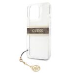 Guess GUHCP13LKB4GBR iPhone 13 Pro / 13 6,1" Transparent hardcase 4G Brown Strap Charm - imagine 6