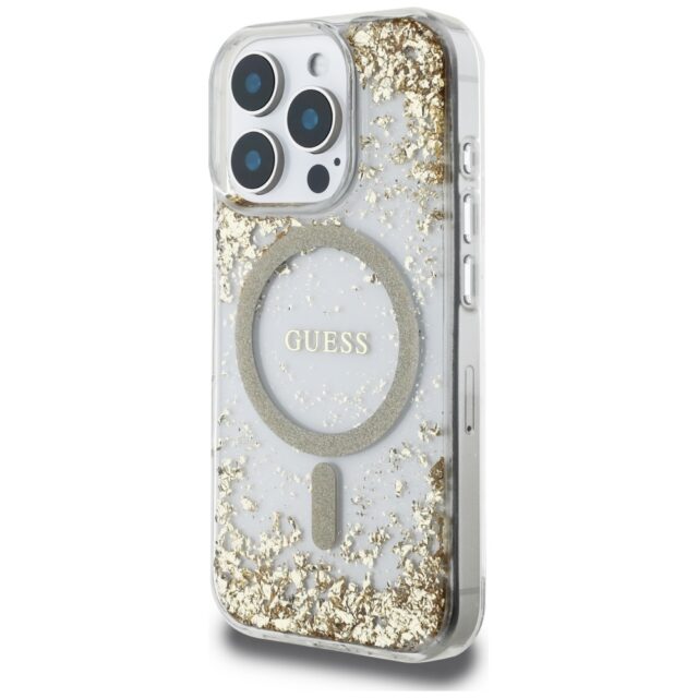 Guess HC Resin Bottom Glitter case for iPhone 16 Pro Max MagSafe gold - imagine 2