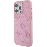 Guess GUHCP15LP4EPMP iPhone 15 Pro 6.1" pink hardcase Leather 4G Stamped - imagine 2