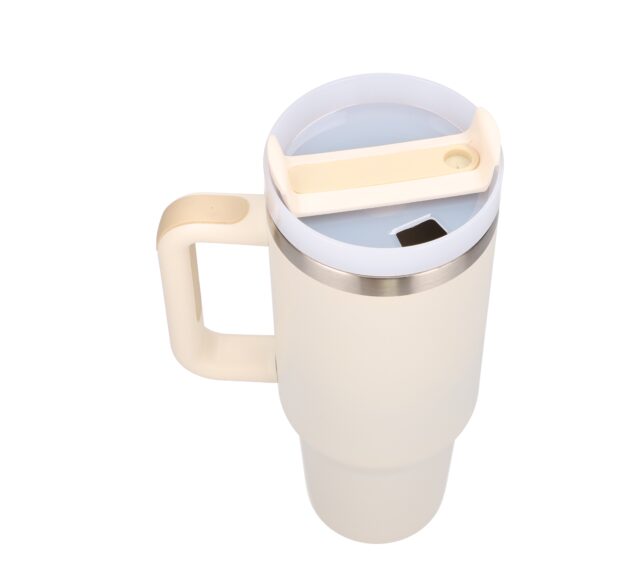 Black Forest | Thermo mug with straw | thermos with handle, 1200ml, beige - imagine 2