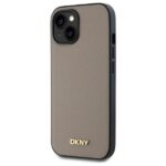 DKNY DKHMP15SPGHLME iPhone 15 6.1" beige hardcase Grained Metal Logo MagSafe - imagine 2