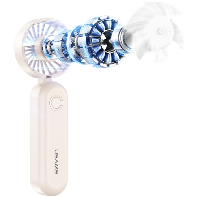 Hand fan USAMS Mini ZB352 1200mAh folding beige - imagine 4