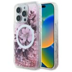 Guess GUHMP16LLFMWTP iPhone 16 Pro 6.3" pink hardcase Liquid Glitter Flower MagSafe