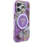 Case Guess Glitter Flowers Triangle Buttons MagSafe for iPhone 16 purple - imagine 4