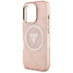 Case Guess IML Metal Glitter 4G Circle Triangle MagSafe for iPhone 16 Pro pink - imagine 6