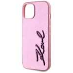 Case Karl Lagerfeld Wrinkled Metal Signature for iPhone 15 pink - imagine 6