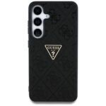 Case Guess Hot Stamp 4G Pattern Triangle Metal Logo for Samsung Galaxy S25 black - imagine 3