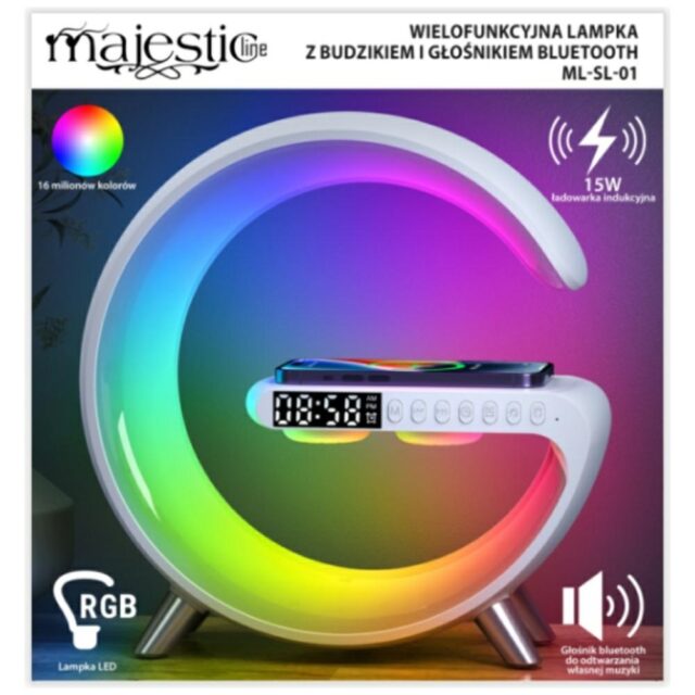 Multifunctional Lamp MajesticLine with alarm clock and bluetooth speaker whiteZapytaj Chat - imagine 10
