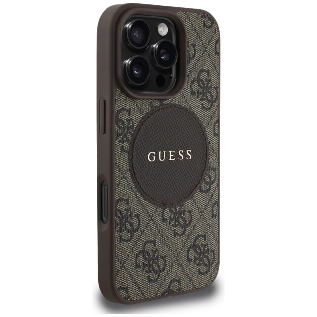 Case Guess 4G Circle Classic Logo MagSafe for iPhone 16 Pro brown - imagine 4