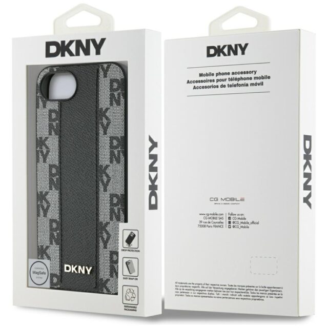 Case DKNY Leather Checkered Mono Pattern MagSafe for iPhone 16e black - imagine 8