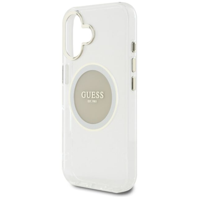 Case Guess IML Metal Colored Circle Classic Logo MagSafe for iPhone 16 grey - imagine 6