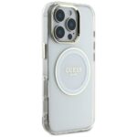 Case Guess IML Metal Colored Circle Classic Logo MagSafe for iPhone 16 Pro Max white - imagine 4