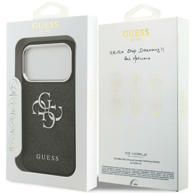 Case Guess 4G Big 4G Classic Logo for iPhone 17 Pro Max black silver - imagine 8