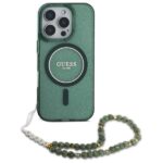 Guess GUHMP16LHGCRELSA iPhone 16 Pro 6.3" green hardcase IML Glitter With Pearl Strap MagSafe - imagine 2