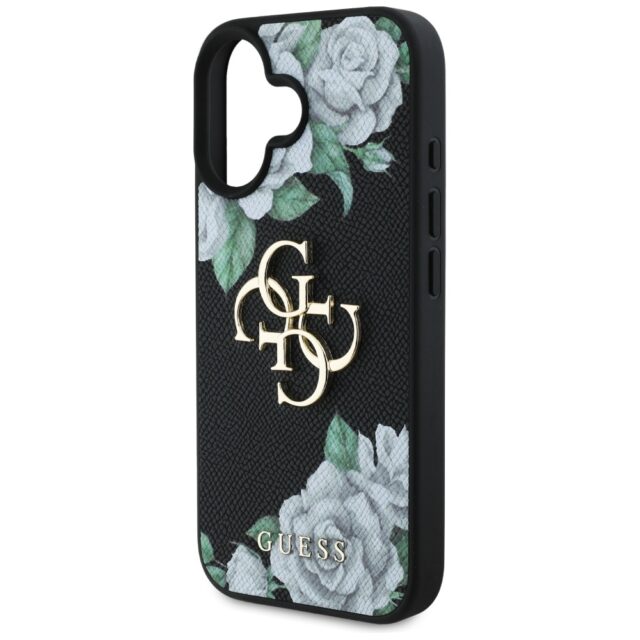 Case Guess Grained Roses Big 4G logo for iPhone 16 black - imagine 6