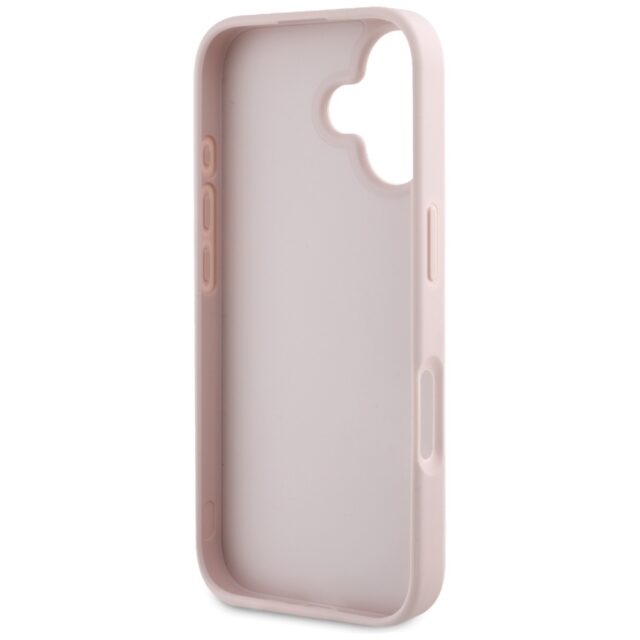 Case Guess Hot Stamp 4G Pattern Triangle Metal Logo for iPhone 16 pink - imagine 7