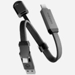 Energea Sheath Key 2-in-1 Cable USB-C to USB-C/USB-A 480Mbps 60W 15cm gunmetal