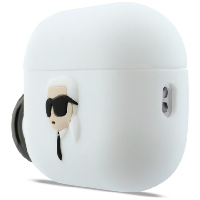 Case Karl Lagerfeld Silicone Karl Head   3D for AirPods Pro 3 white - imagine 2